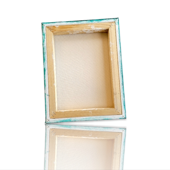 Original Acrylic Peacock Palm Feathers Abstract Painting Gallery Canvas 11x14 - Picture 6 of 14